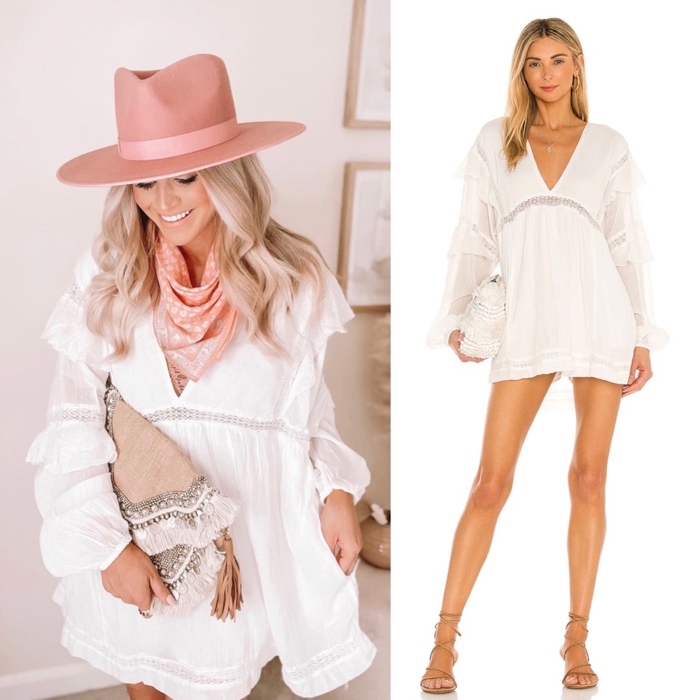 Free People White Ruffled Jumpsuit